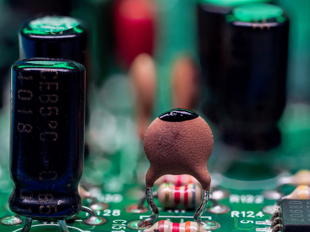 Electronic components are on a circuit board.